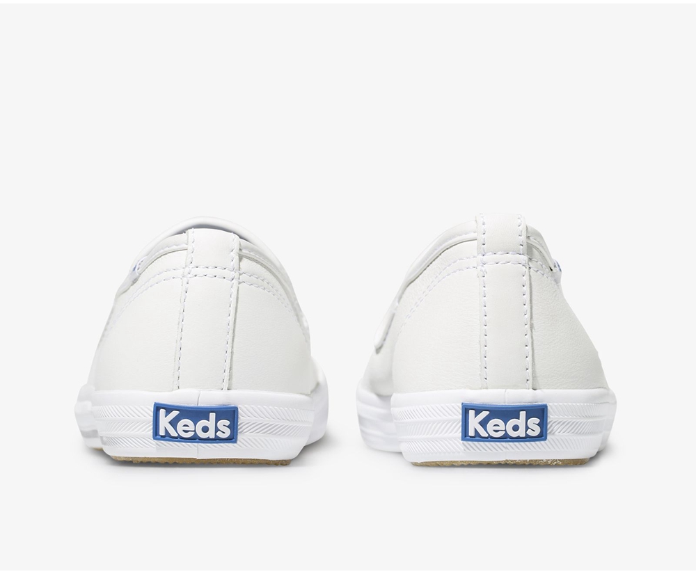 Keds Womens Slip Ons White - Champion Slip On Leather - 174MSITDY